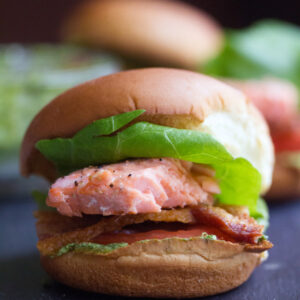 Alaska Salmon BLT Pesto Sliders