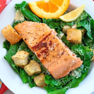 Caesar Salad with Grilled Citrus Salmon