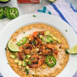 Chilled Mexican Corn Bisque with Shrimp