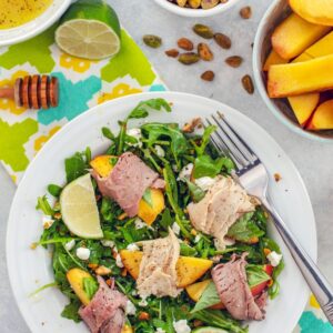 Honey Lime Peach Salad with Roast Beef and Turkey