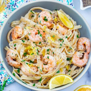 Lemon Pepper Pasta {with Shrimp}