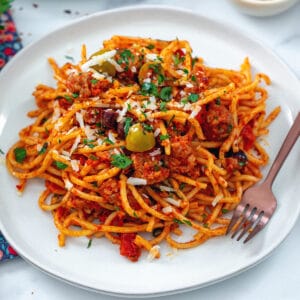 Pasta Puttanesca with Sausage