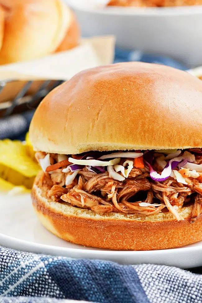 Slow Cooker Pulled BBQ Chicken Sandwich