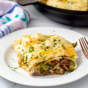 Steak and Cheese Lasagna {in a Skillet}