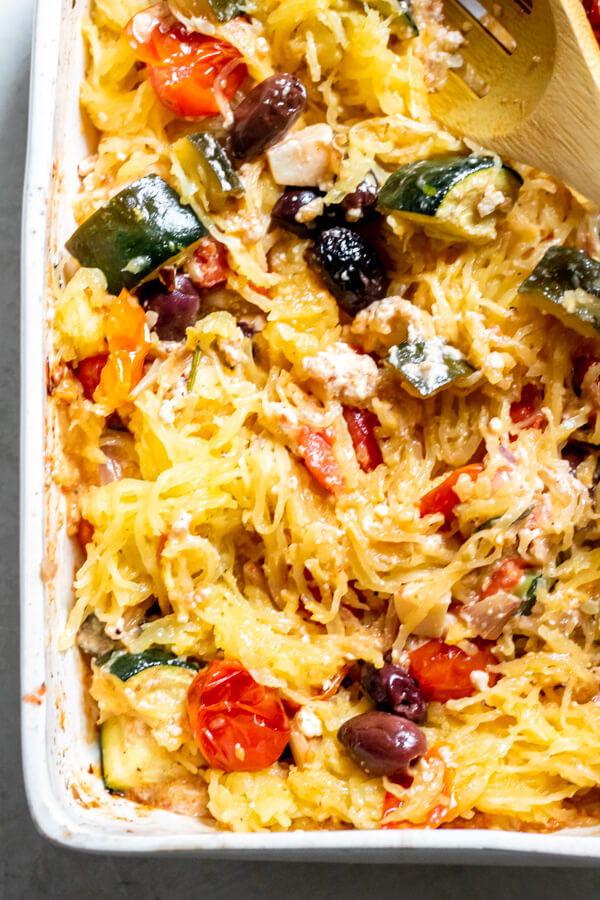 Spaghetti Squash Baked Feta Pasta