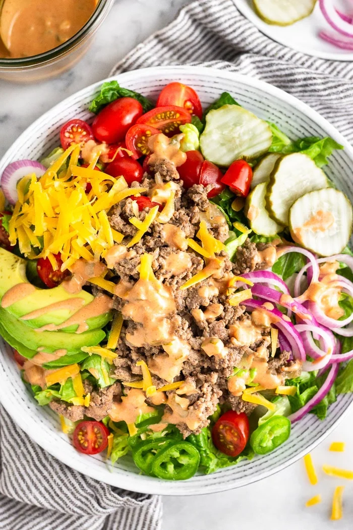 “Cheeseburger” Salad with Special Sauce