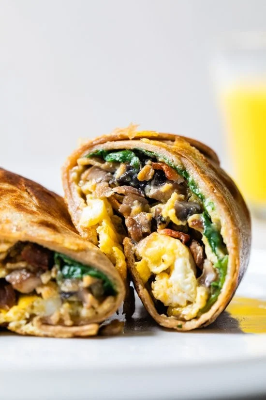 Egg, Spinach and Feta Breakfast Wrap