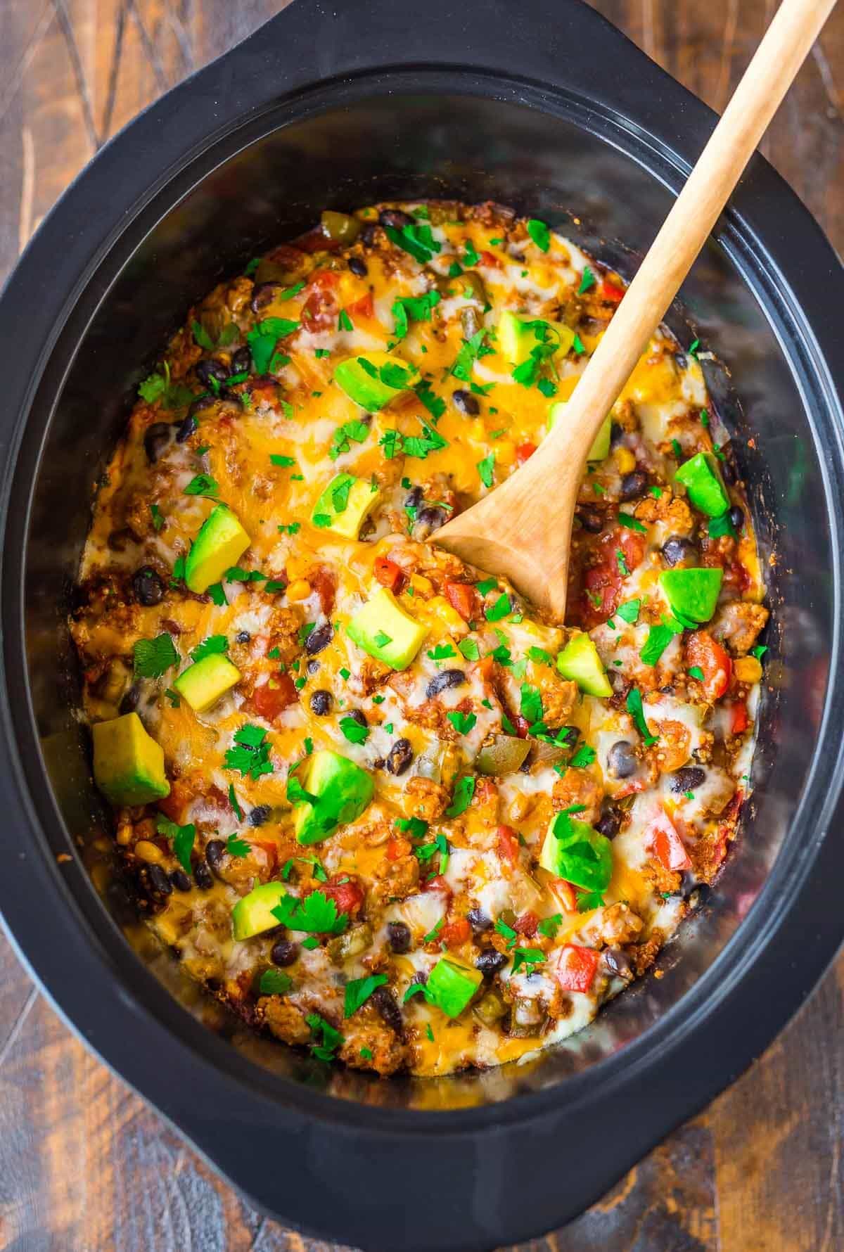 Slow Cooker Cheesy Mexican Quinoa Casserole