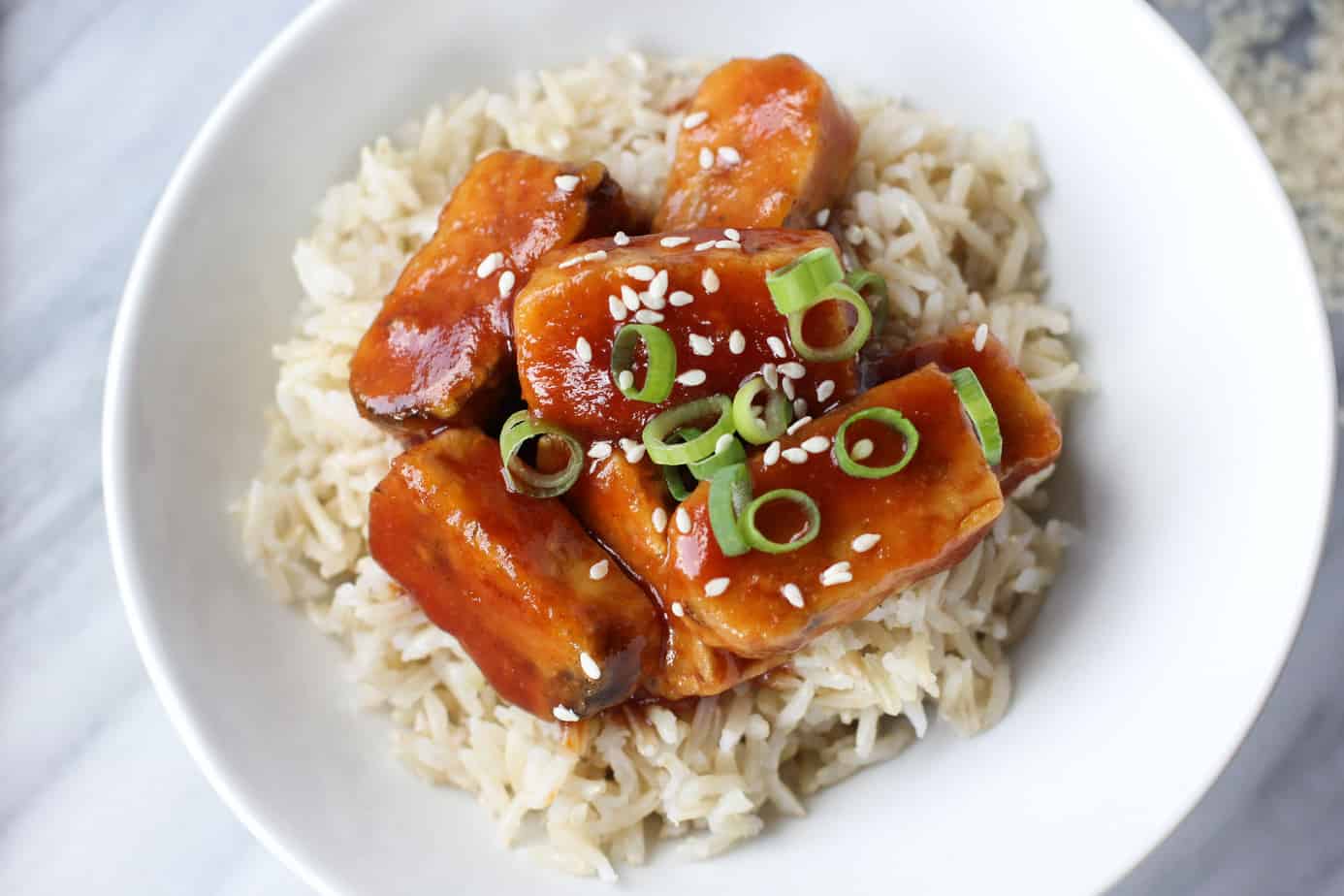 Slow Cooker Vegan Sweet and Sour Tempeh