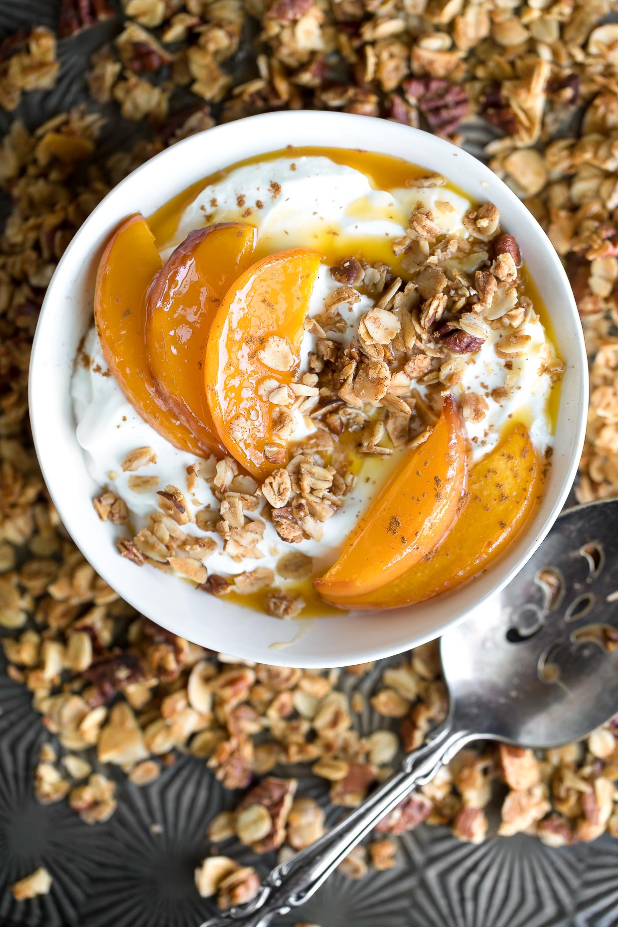 Blueberry Peach Greek Yogurt Bowl